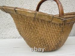 FOLK ART GATHERING BASKET IN BRAIDED SOLE 1900s