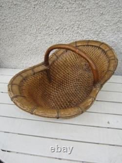 FOLK ART GATHERING BASKET IN BRAIDED SOLE 1900s