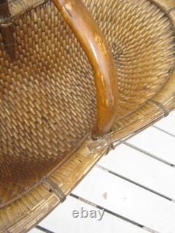 FOLK ART GATHERING BASKET IN BRAIDED SOLE 1900s