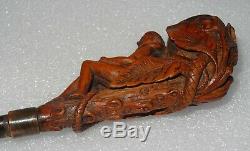 Fabulous Pipe Carved Boxwood Adan And Eve In Paradise