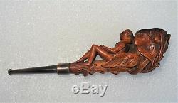 Fabulous Pipe Carved Boxwood Adan And Eve In Paradise
