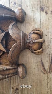 Family Crest Castle Shield in Walnut Wood Sculpture