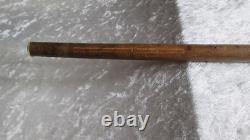 Folk art cane with a carved wooden dog-head knob, zoomorphic boxwood