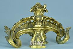 Former Chenet Feu Louis XV Rocaille Vase Bronze Golden Antique Fire Dogs Germain