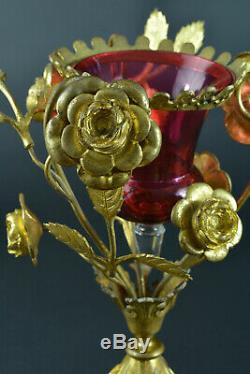 Former High Night Light On Red Gothic Church Golden Glass Flowers Thc 19
