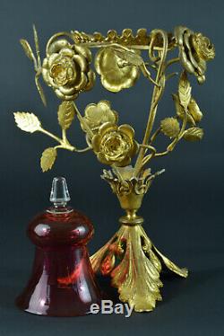 Former High Night Light On Red Gothic Church Golden Glass Flowers Thc 19