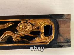 Framed carved gilded wood black lacquer CHINA writing flower woodwork furniture 19th century