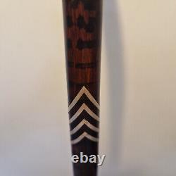 France Elegant Antique Cane with Silver Inlays and Painted Stripes