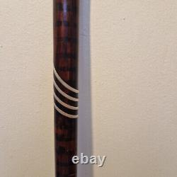 France Elegant Antique Cane with Silver Inlays and Painted Stripes