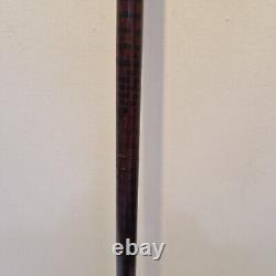 France Elegant Antique Cane with Silver Inlays and Painted Stripes