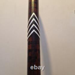 France Elegant Antique Cane with Silver Inlays and Painted Stripes