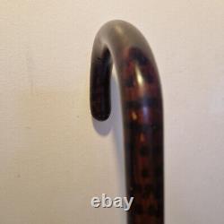 France Elegant Antique Cane with Silver Inlays and Painted Stripes