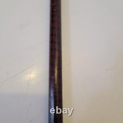 France Elegant Antique Cane with Silver Inlays and Painted Stripes