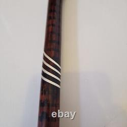 France Elegant Antique Cane with Silver Inlays and Painted Stripes