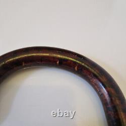 France Elegant Antique Cane with Silver Inlays and Painted Stripes