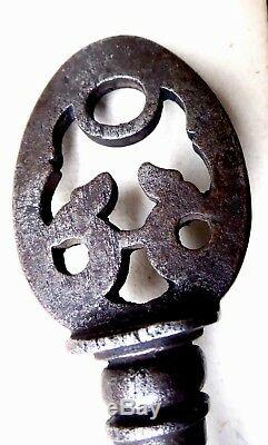 French Wedding Key Head Ajourée, Square Head, Eighteenth Century, 15cm