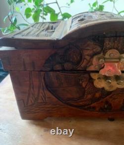 Fully Carved Antique Camphor Chest 19th Century