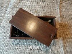 Game Pieces Of Chess In Cattle Horn Box Rare Old Craft Of Art XIX