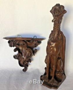 Gargouille 19 Eme Wooden Carved Gothic Neo On Console Louis XV C1141