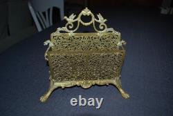 Gilded Bronze Letter Holder Decorated with Birds, Lion Head, and Lion Feet