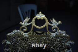 Gilded Bronze Letter Holder Decorated with Birds, Lion Head, and Lion Feet