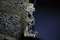 Gilded Bronze Letter Holder Decorated with Birds, Lion Head, and Lion Feet