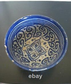 Glass Ceramic Persian Bowl 18th Century Kadjar Iran Qadjar Blue White