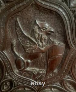 Gothic Wood Panel Sculpture 19th Century Griffin Chimera Medieval Middle Ages