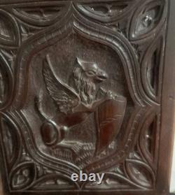 Gothic Wood Panel Sculpture 19th Century Griffin Chimera Medieval Middle Ages