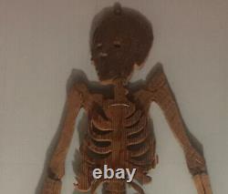 Grand Rare Pine Wood Skeleton Curiosity Object Popular Art 1960