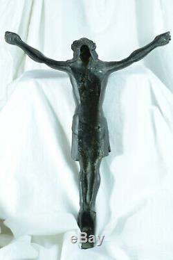 Great Christ Of Former Applies Bronze Signed Jean Ancient Rabiant Large Christ
