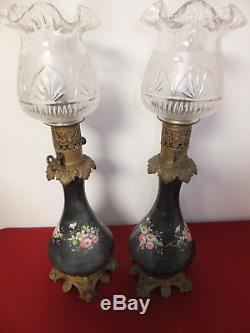 Great Pair Of Chinese Porcelain Oil Lamps Paris Napoleon III Bronze Mount