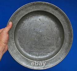 Great Pewter Wedding Dish Engraved 1774 Autrich Germany Beautiful Scene