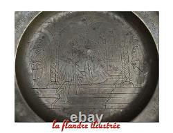 Great Pewter Wedding Dish Engraved 1774 Autrich Germany Beautiful Scene