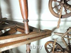 Great Spinning Wheel for Spinning Wool and its Miniature, 19th Century Folk Art