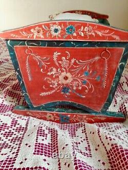 Hand-painted doll cradle furniture, unique piece, folk art