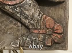 Heart King wood bas relief 19th century Superb, rare