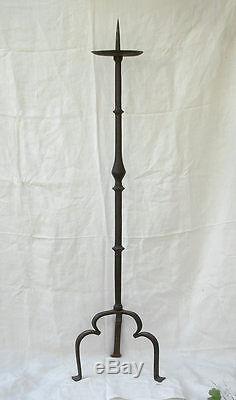 High Epoque Great Beautiful Piece Candle In Iron Forge, Italy Xvith Century I Think