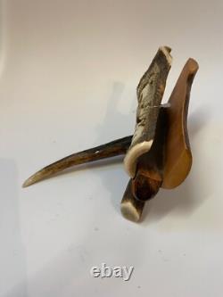 Hunting Scene Carved Wooden Deer Courier Range Folk Art