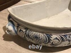 Important Fontaine and its Rouen 18th century faience basin