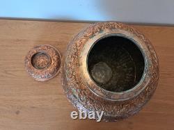 India, Covered Jar, Repoussé and Chiseled Copper, 19th Century