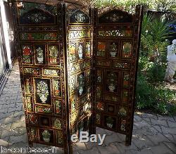 Indian Screen Rajasthan Painted And Hand Carved / Reversible