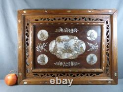 Indochina Wood Plateau with Pierced Design and Mother-of-Pearl Inlay, Late 19th Century