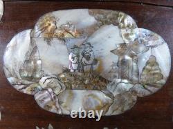 Indochina Wood Plateau with Pierced Design and Mother-of-Pearl Inlay, Late 19th Century