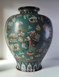 Japan: Large bronze vase with champlevé enamel decoration, 19th century