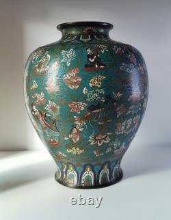 Japan: Large bronze vase with champlevé enamel decoration, 19th century