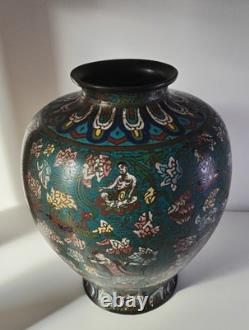 Japan: Large bronze vase with champlevé enamel decoration, 19th century