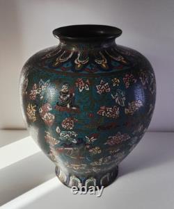 Japan: Large bronze vase with champlevé enamel decoration, 19th century