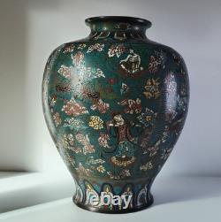 Japan: Large bronze vase with champlevé enamel decoration, 19th century