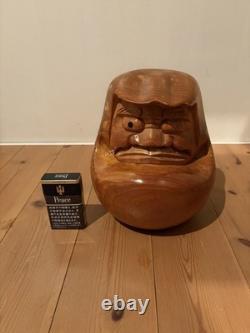 Japanese Daruma Doll in Carved Wood Decorative Folk Art Object